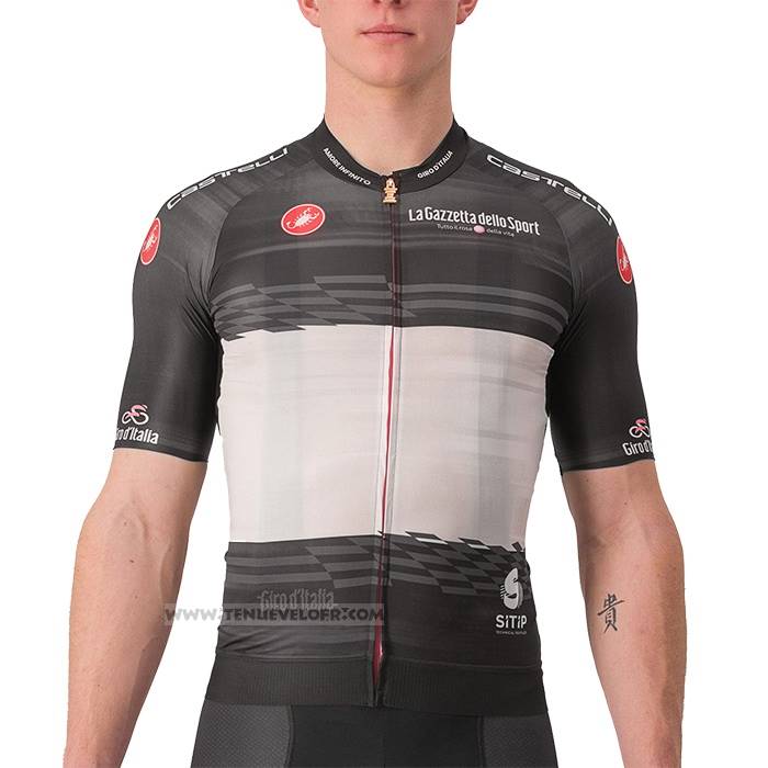 2023 Maillot Cyclisme Giro d'Italia Noir Blanc Manches Courtes et Cuissard